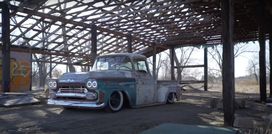 !958 Chevy Apache Tesla Swap Side View Barn