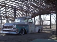 Tesla Swapped Chevy Apache – EV Restomod Build !958 Chevy Apache Tesla Swap Side View Barn